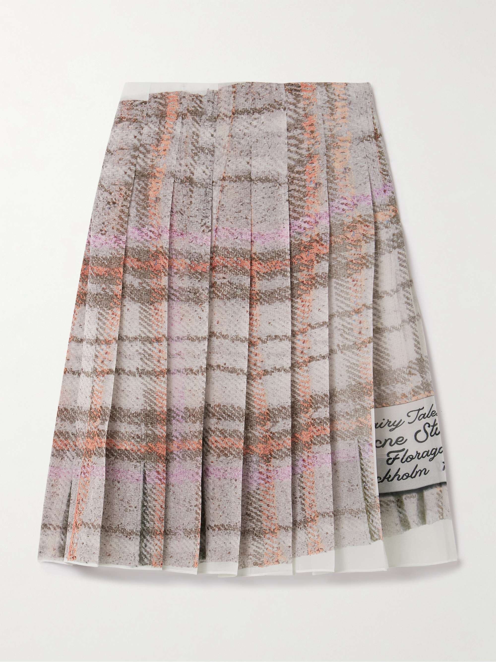 Pleated Printed Crepe De Chine Skirt