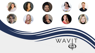 The 10 headshots of the women on the board of WAVIT.