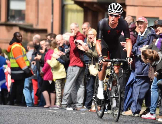 Peter Kennaugh (Isle of Man) spent most of the race off the front alone