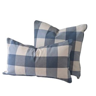 Blue gingham cushion