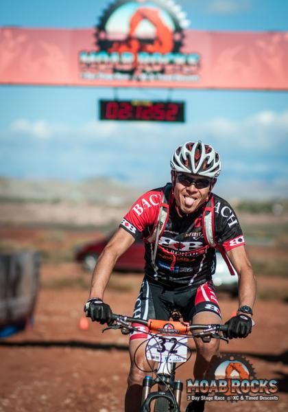 A rider finishes up stage 3