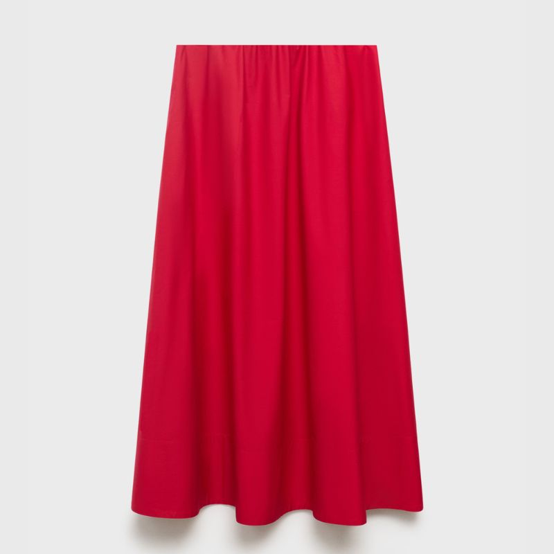 red midi skirt from Mango