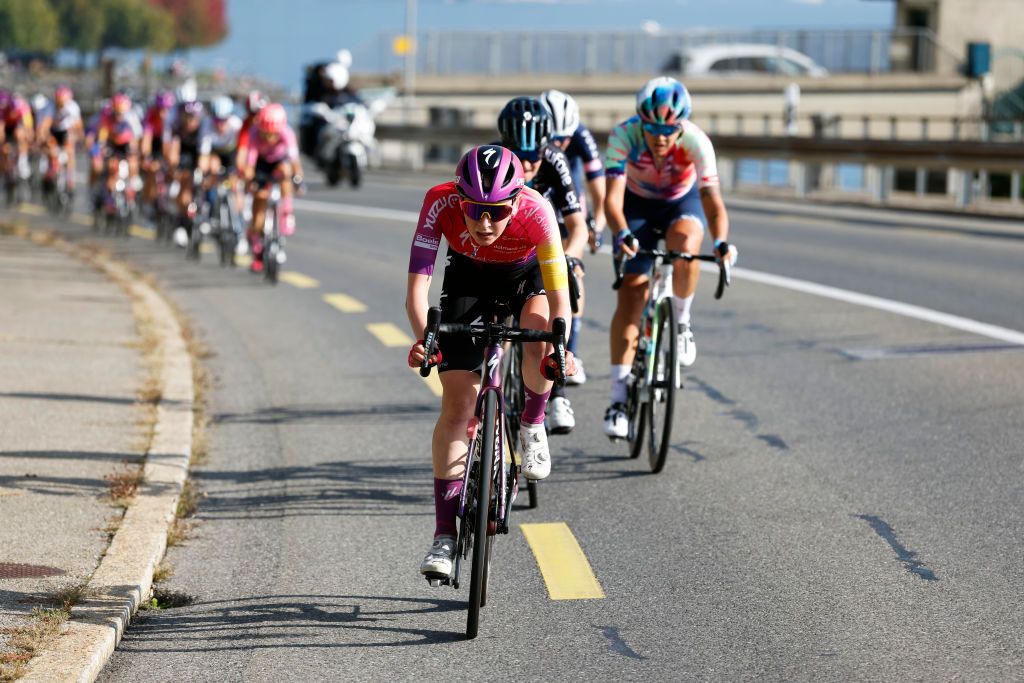 LAUSANNE SWITZERLAND OCTOBER 07 Anna Shackley of United Kingdom and Team SD Worx attacks during the 1st Tour de Romandie Feminin 2022 Stage 1 a 1344km stage from Lausanne to Lausanne TDRwomen TDRF on October 07 2022 in Lausanne Switzerland Photo by Bas CzerwinskiGetty Images