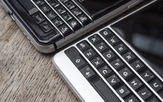 The keyboard on the BlackBerry Key2, right, sports a very different design from the KeyOne's, left.