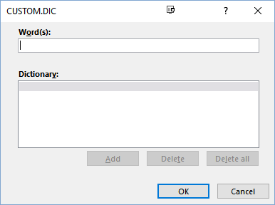 word custom dictionaries new words