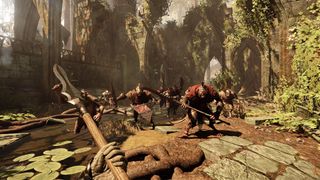 Fighting Skaven in Vermintide 2, one of the best Warhammer games.