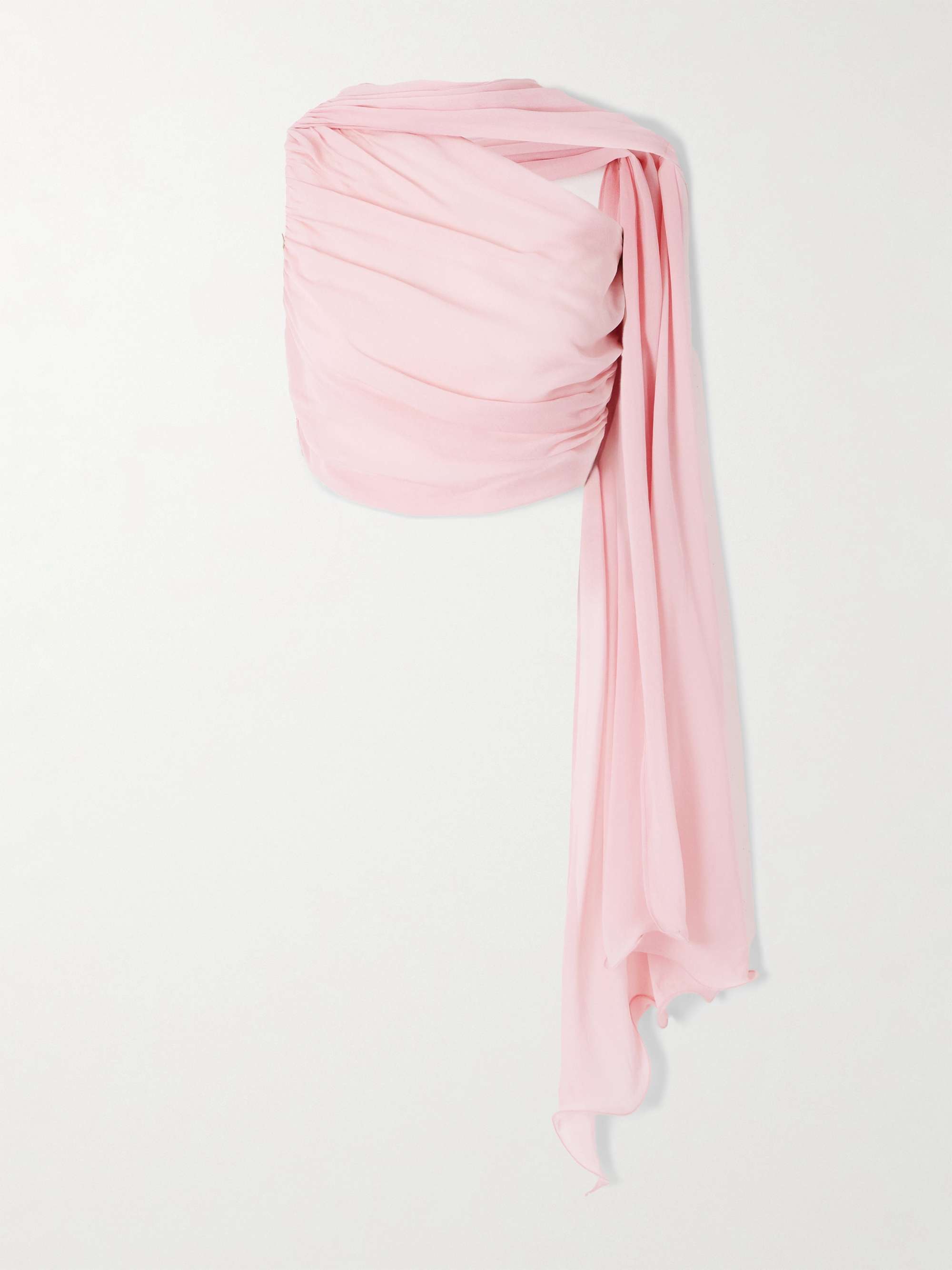 Solene Asymmetric Draped Ruched Georgette Top