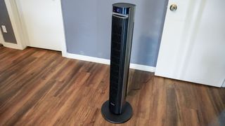 The Smart Tower Fan 2 Max set up in a living room