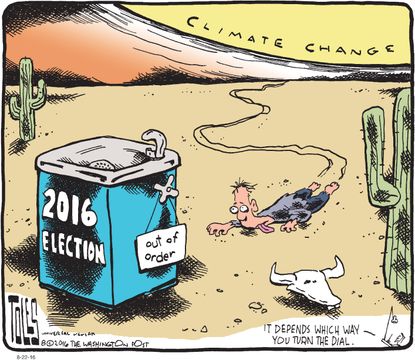Political cartoon U.S. 2016 election Climate Change