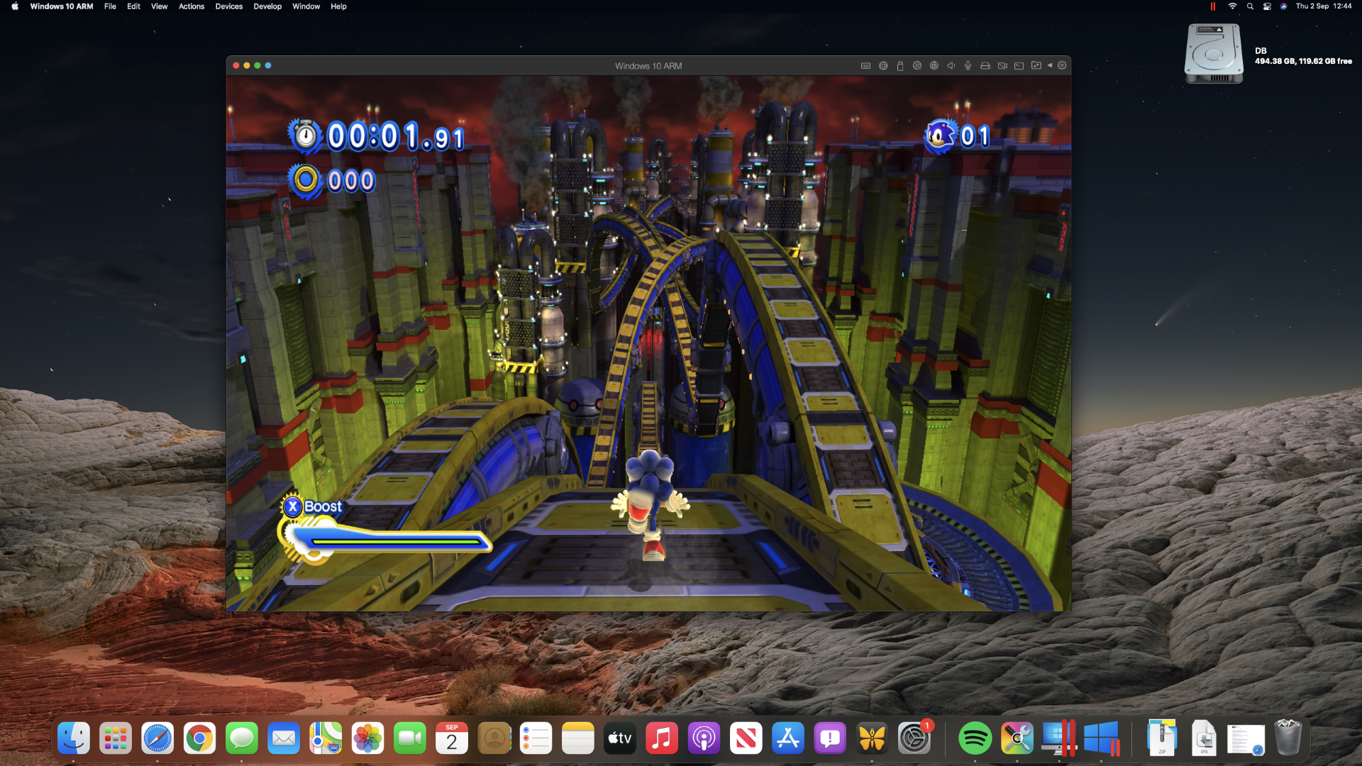 Sonic Generations on an M1 Mac mini via Steam