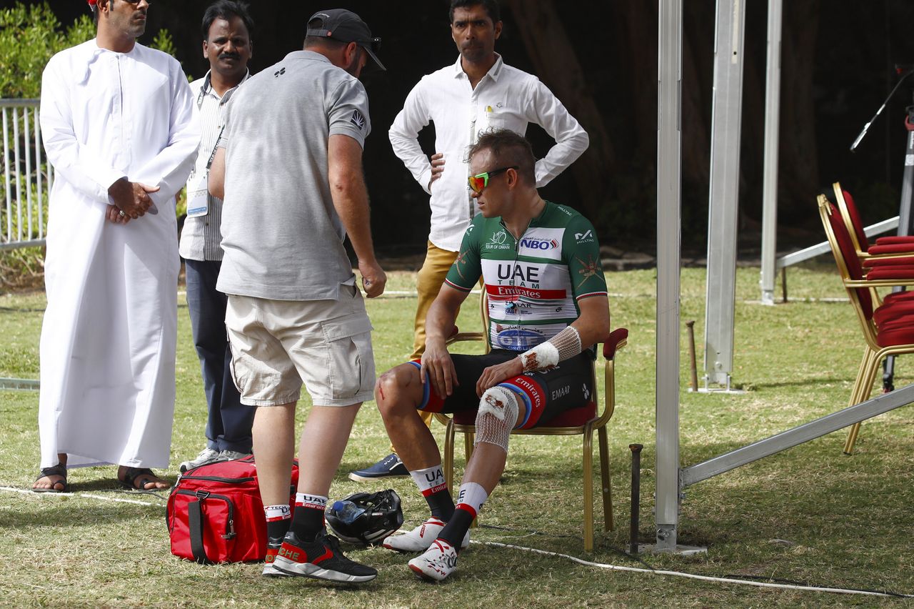 Alexander Kristoff was left battered and bruised after a late crash