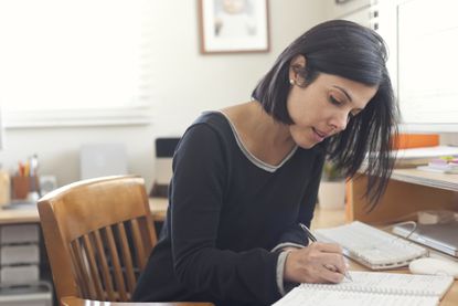woman working in home office
