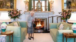 Britain's Queen Elizabeth II waits to meet with new Conservative Party leader and Britain's Prime Minister-elect at Balmoral Castle in Ballater, Scotland, on September 6, 2022.