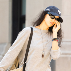*EXCLUSIVE* New York, NY Irina Shayk was seen enjoying a casual walk with her puppies in New York City. She wore ripped acid-washed jeans, a gray sweater, Adidas sneakers, a MOMA cap, and a bracelet bearing her name, while her dogs were attached to a Louis Vuitton leash. Pictured: Irina Shayk BACKGRID USA 8 JUNE 2026 
