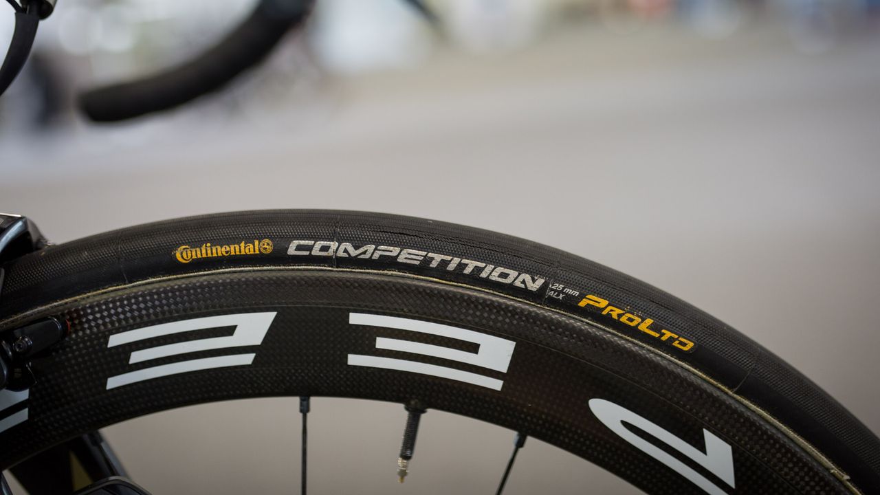 Several WorldTour teams run Continental Competition ALX 25mm tubular tyres