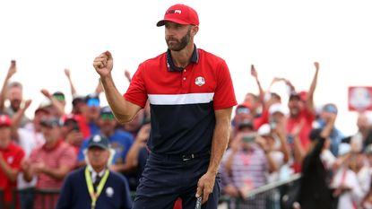 Dustin Johnson in his singles match in the 2021 Ryder Cup at Whistling Straits