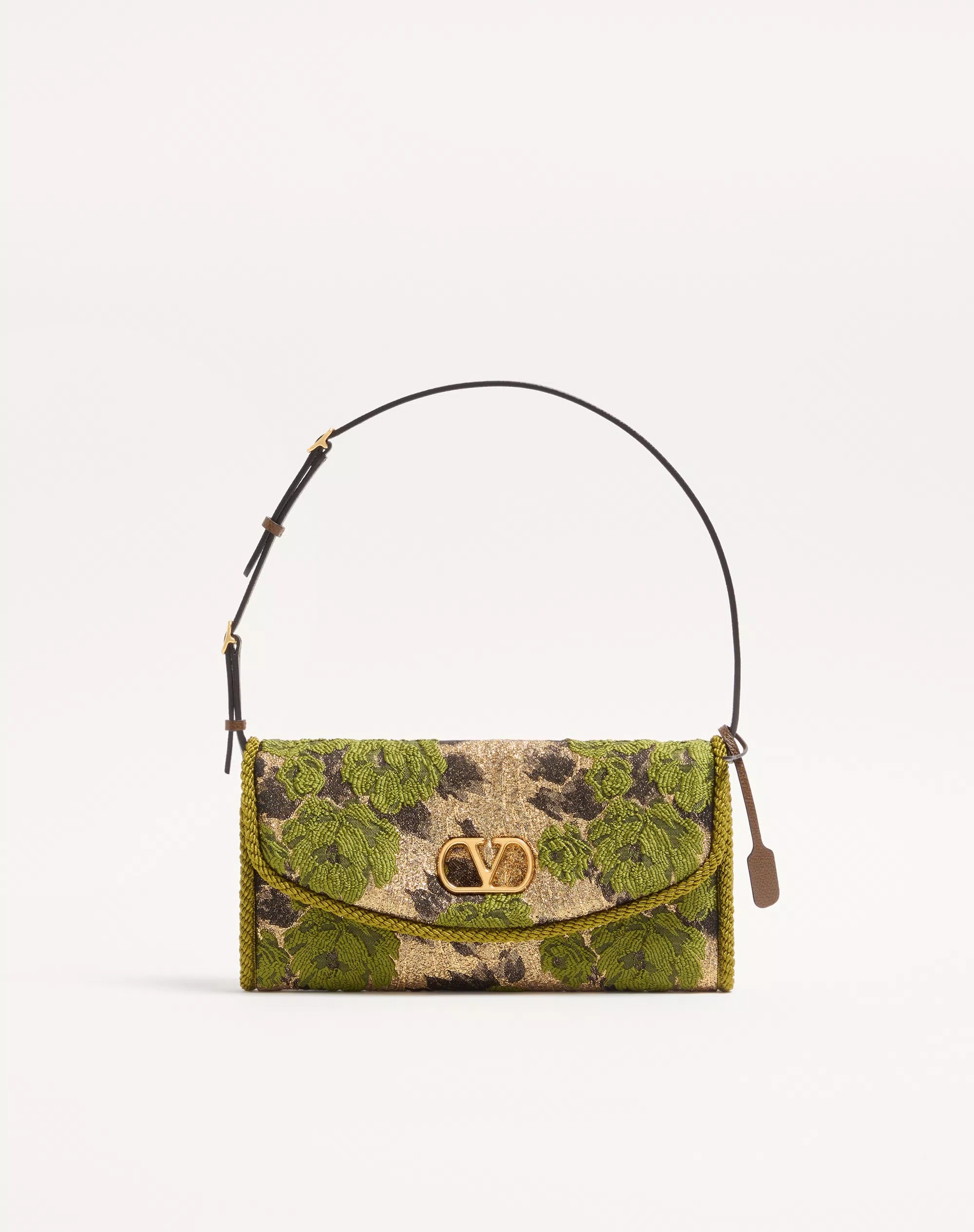 Valentino Garavani Devain Small Shoulder Bag in Jacquard Lurex Fabric