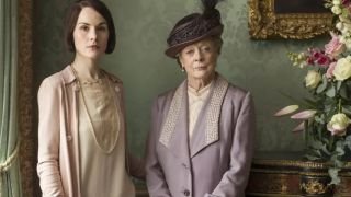 Dame Maggie Smith as Violet Crawley (R) alongside Michelle Dockery as Lady Mary Crawley (L) in Downton Abbey