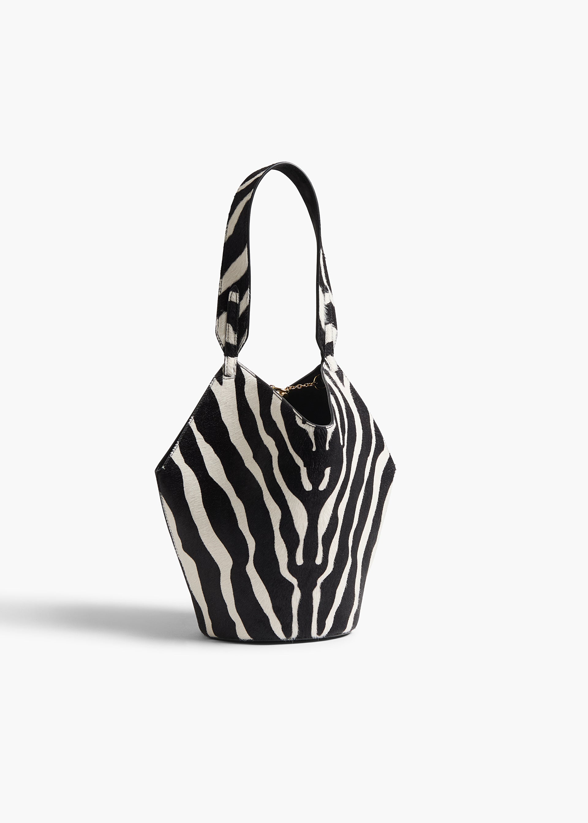 Mini Lotus Tote in Zebra Print Haircalf and Black Suede - O/s / Black / White / 100%calfskin