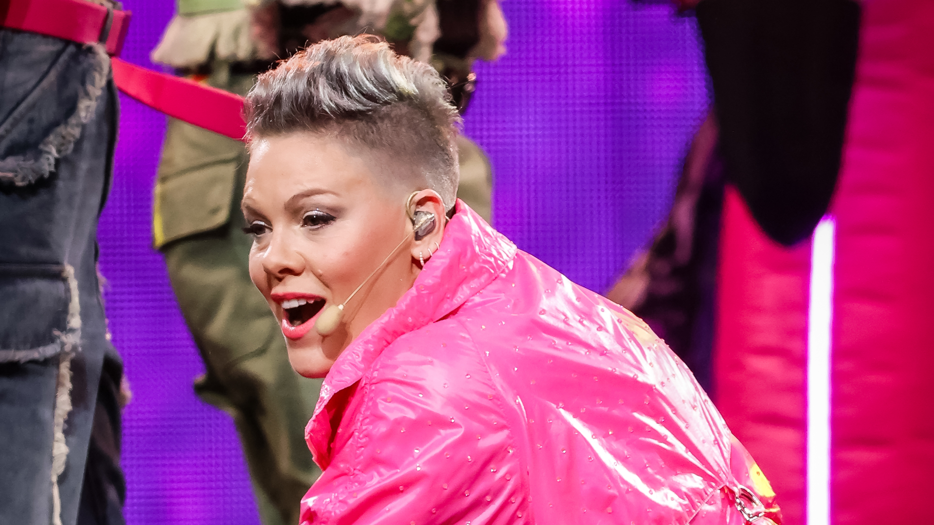 Pink performs during her "Trust Fall" tour at Kaseya Center on November 14, 2023 in Miami, Florida.