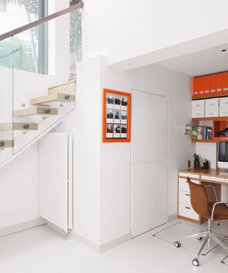 Home office idea of putting a desk in a niche