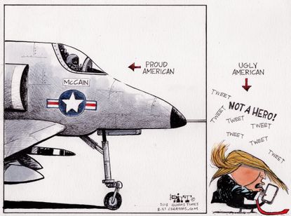 Editorial cartoon U.S. John McCain proud ugly American Trump