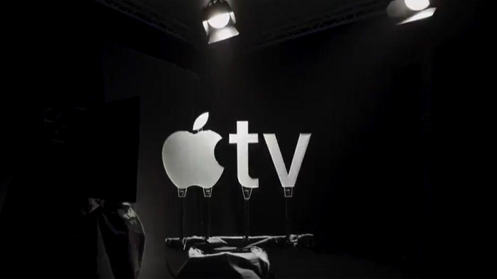 Apple TV logo making of showing a real glass logo design