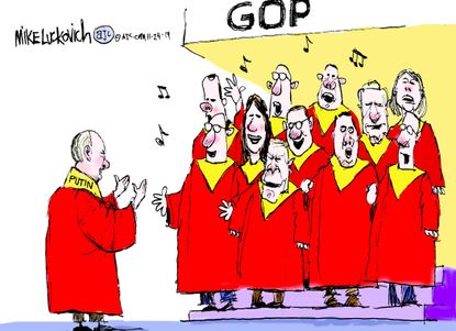Political Cartoon U.S. GOP Choir Putin