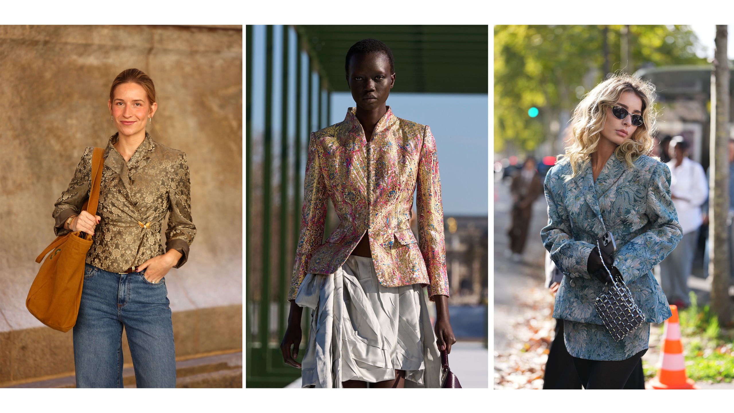 Women in jacquard jackets.
