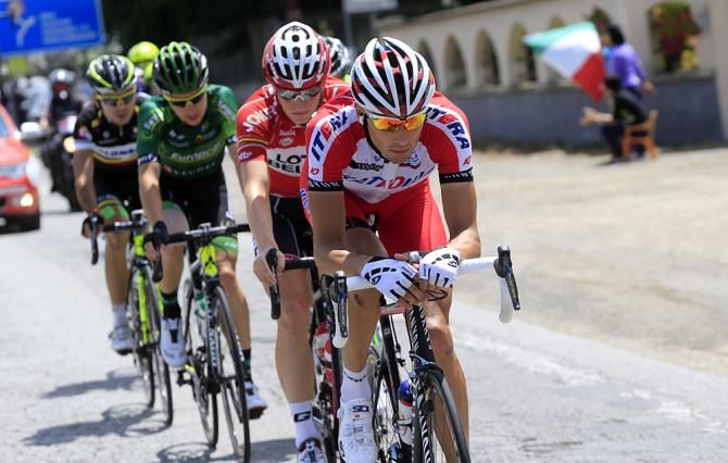 Maxime Belkov (Katusha) in the breakaway on stage 13 of the Giro