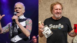 David Lee Roth performing onstage and Sammy Hagar holding a bottle of Tequila