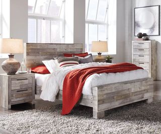An Effie bed and dresser in a modern bedroom