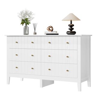 Homfa 6 Drawer Double White Dresser