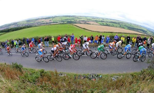 The peloton ride on the second stage of the Tour of Britain