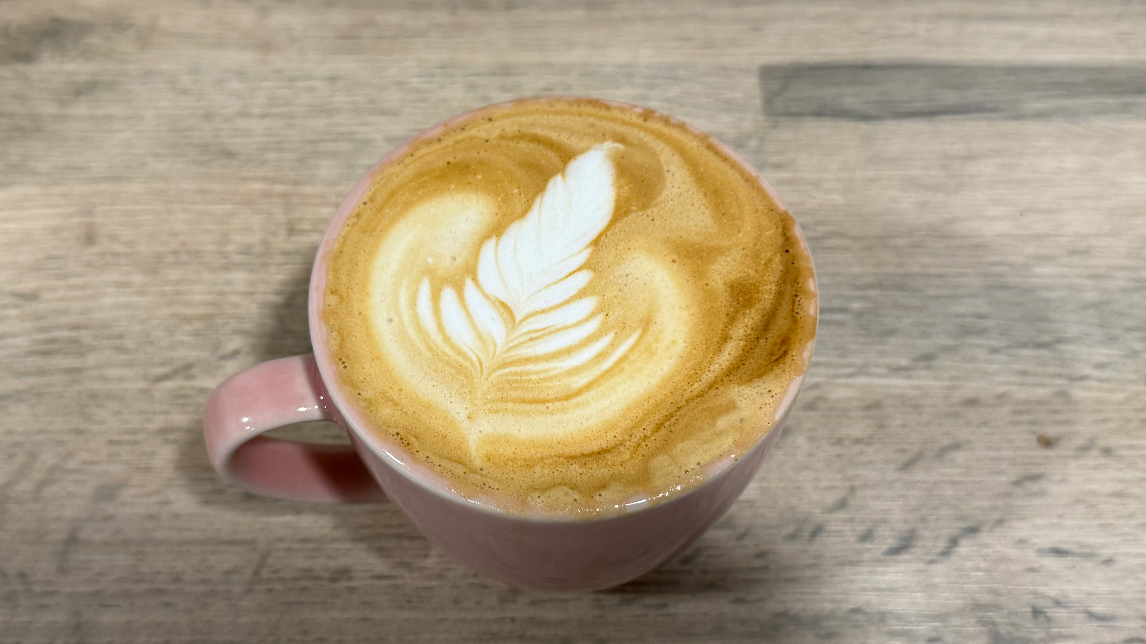 an oat milk flat white made on Cuisinart Grind, Tamp and Brew