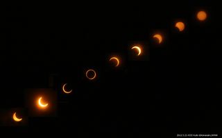 This composite image of an annular solar eclipse was taken by Koji Kudo from Kawasaki, Japan, on May 21, 2012.