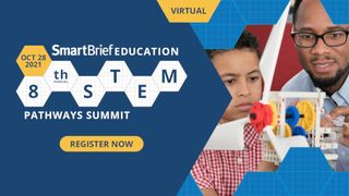 STEM Pathways summit banner with man and boy