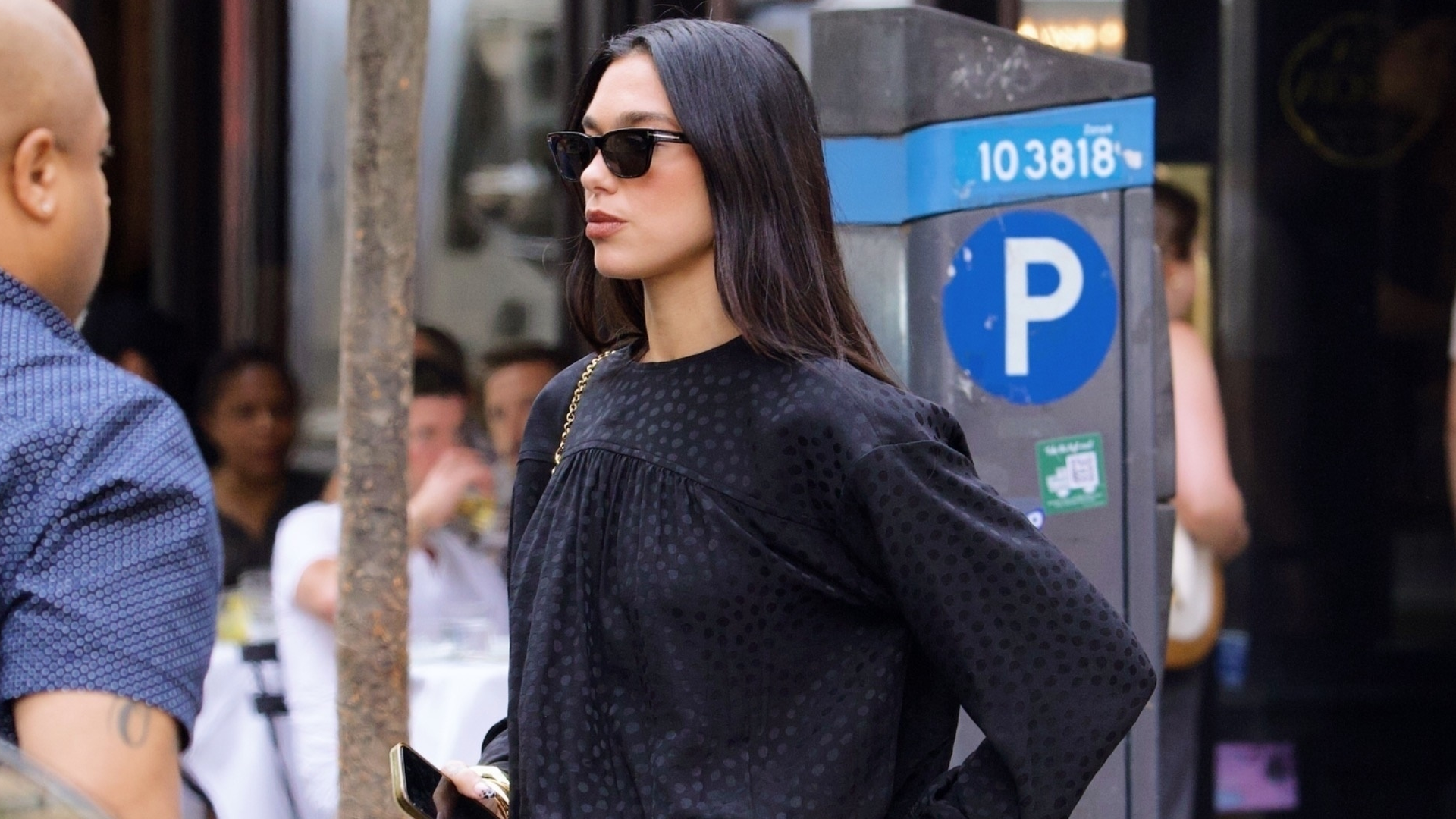 Dua Lipa was spotted in black straight-leg jeans, cheetah heels, and a Chloé purse in the West Village