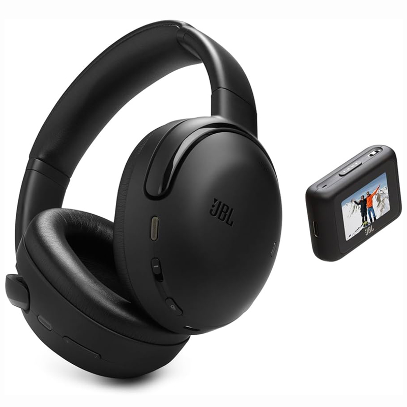 JBL Tour One M3 with Smart Tx transmitter on white background.