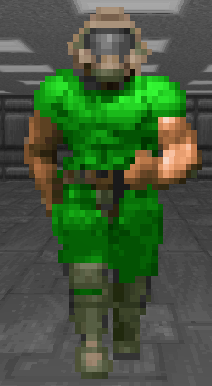 Doomguy ingame sprite showing intact shirt