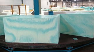 Big blocks of foam in a mattress factory