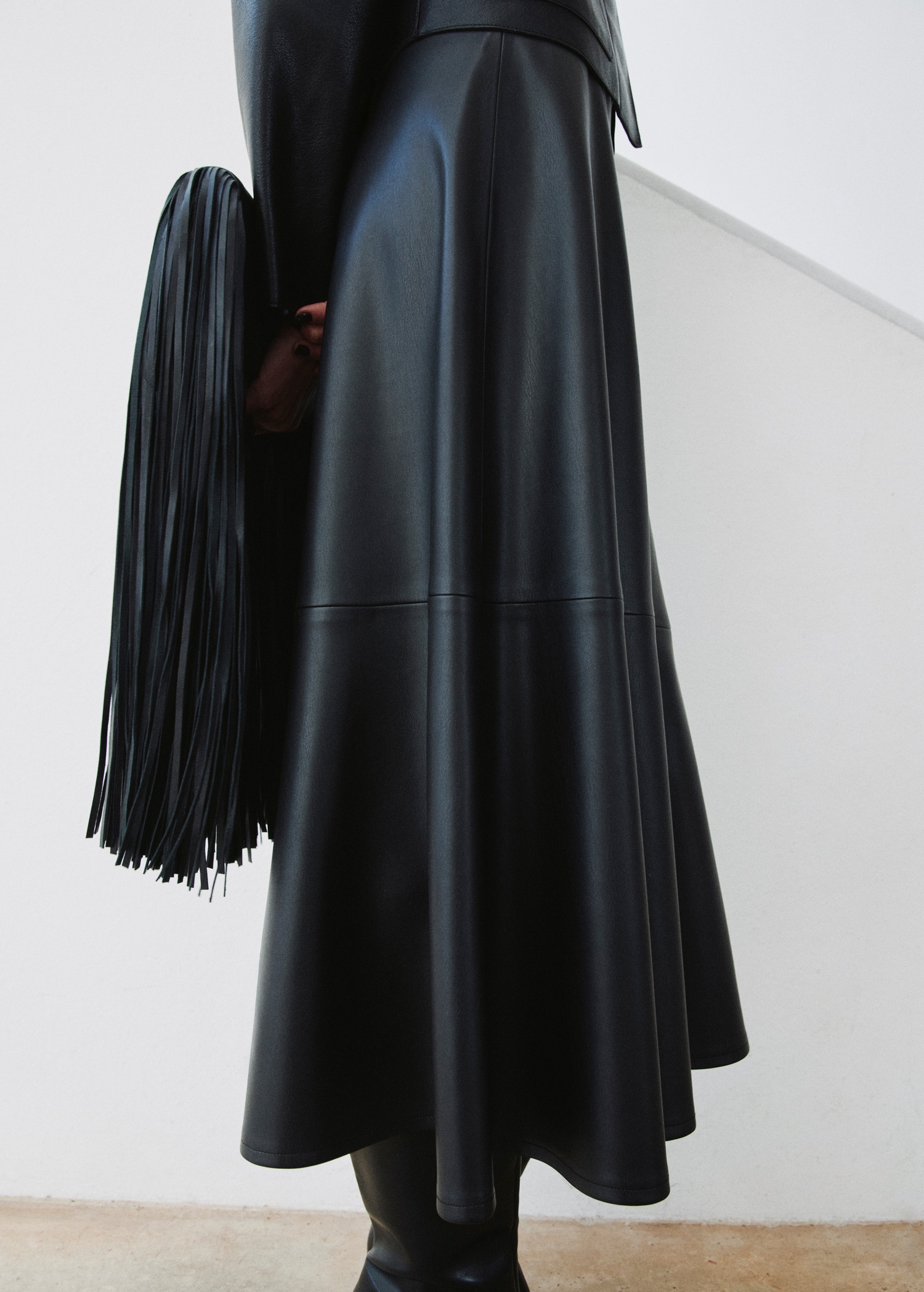 Faux-Leather Midi-Skirt - Women | Mango Usa