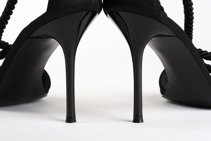 High heeled black stilettos