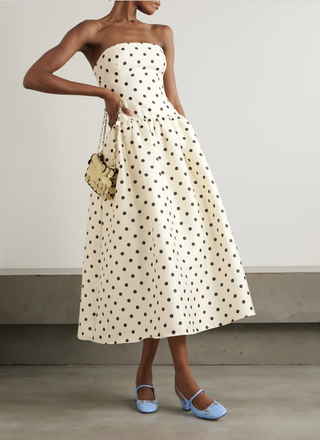 Polka-Dot Taffeta Midi Dress