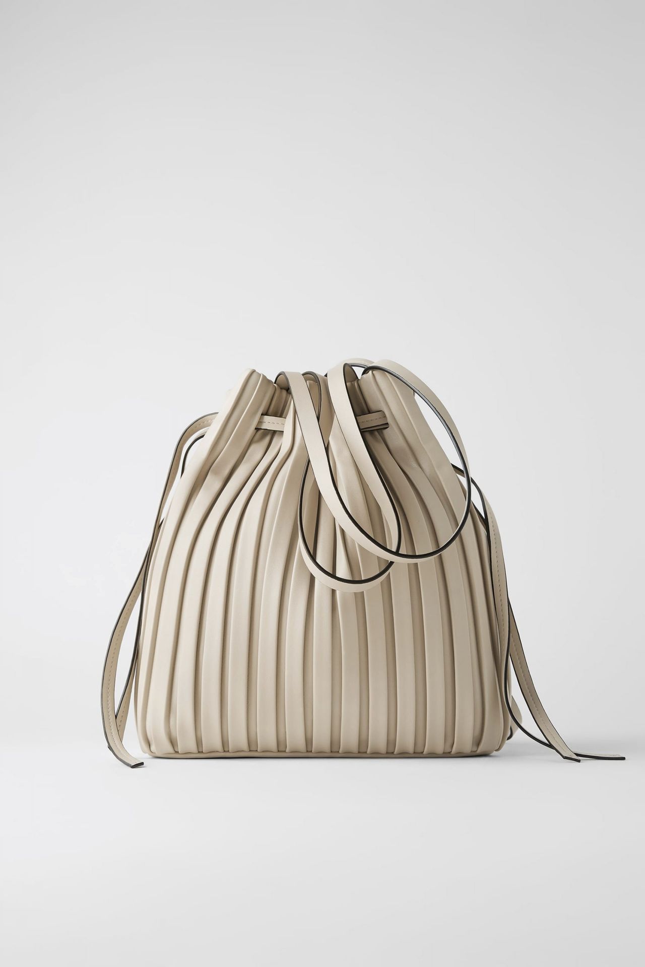 zara pleated bucket bag