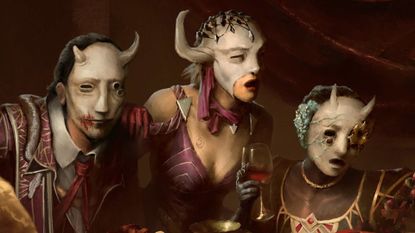 Three masked attendees of the Black Banquet in DBD