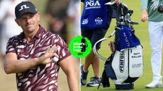 Matt Wallace waves to fans and a close-up of his bag