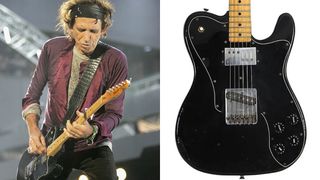 A stage-played 1972 Fender Telecaster in black that was once owned by Keith Richards goes up for auction