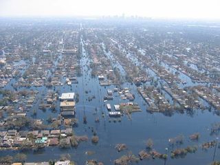 Flooding in New Orleans after Hurricane Katrina.