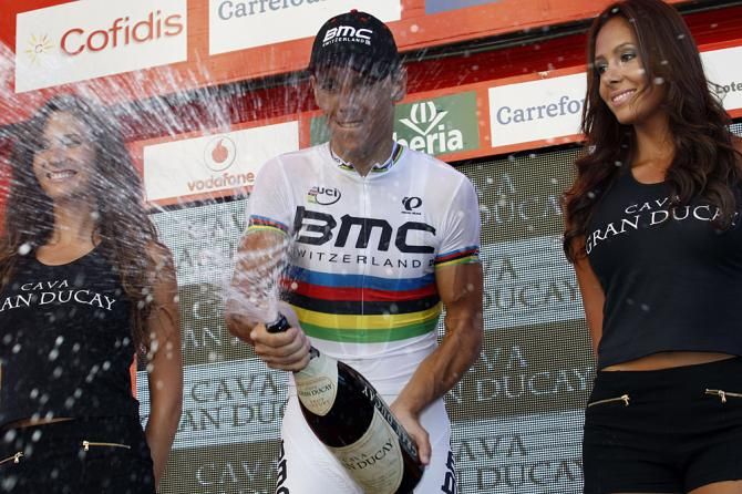 Philippe Gilbert (BMC) pops the cork on a fine day's work